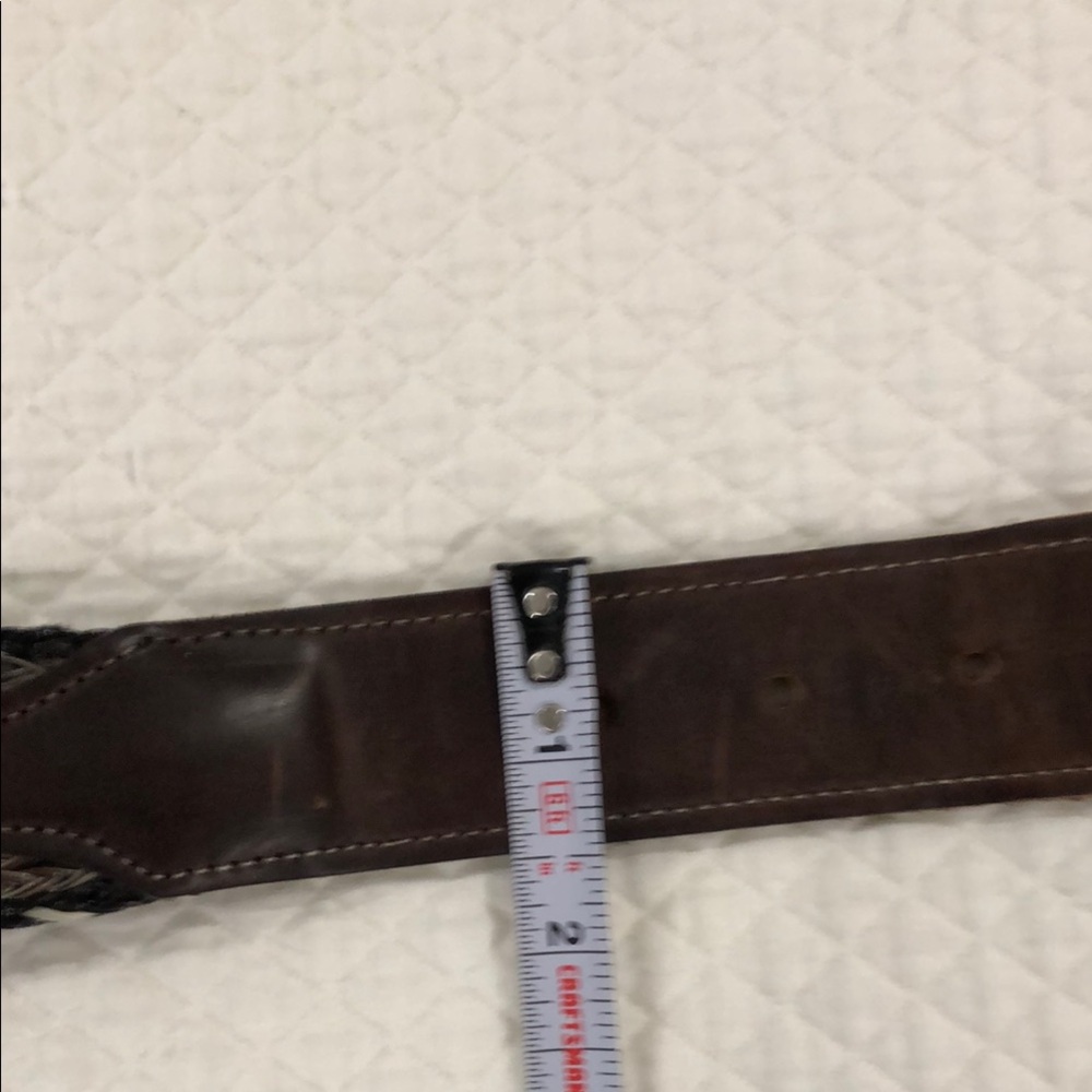 Mens Brushy Creek 1.50”Wide Leather Nylon Multicolored Woven Belt Size 40 - Picture 3 of 16